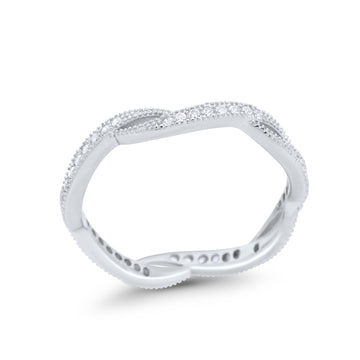 Twisted Wedding Ring Simulated CZ 925 Sterling Silver